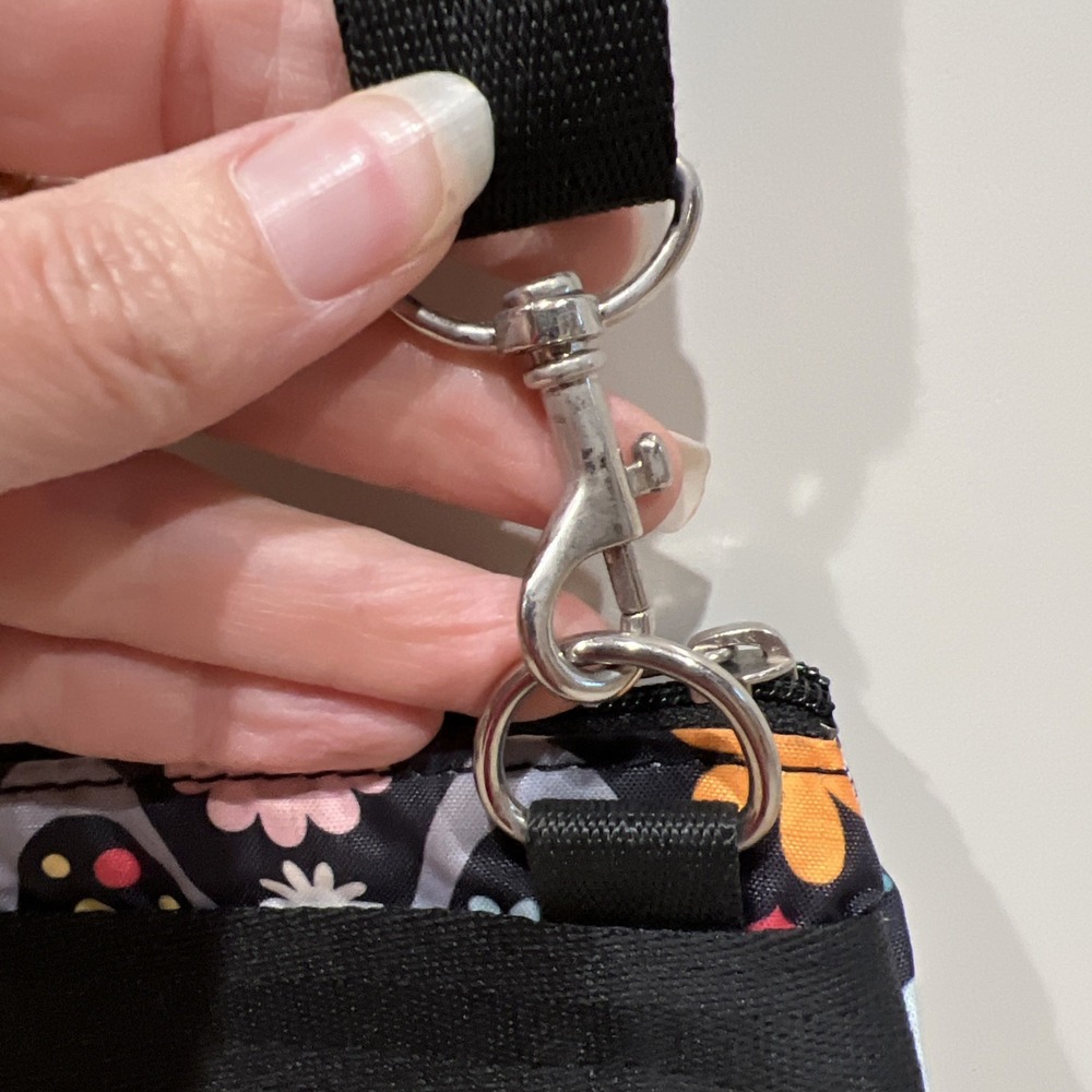 LeSportsac Kasey Moonflower Pattern Crossbody Bag Black‎ Floral Polyester Artsy - Picture 7 of 11